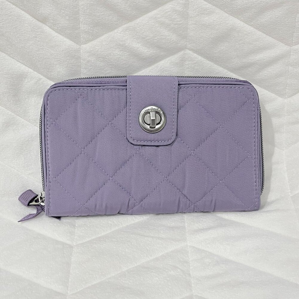 Vera Bradley Performance Twill Turnlock Wallet Lavender Sky